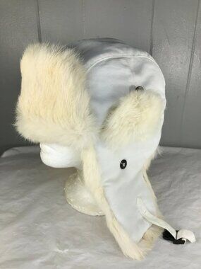 Mad Bomber Trapper White Rabbit Fur Ear Flap Winter hat